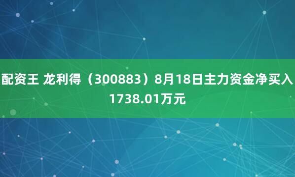 配资王 龙利得（300883）8月18日主力资金净买入1738.01万元