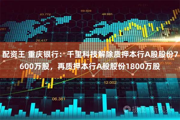 配资王 重庆银行：千里科技解除质押本行A股股份7600万股，再质押本行A股股份1800万股